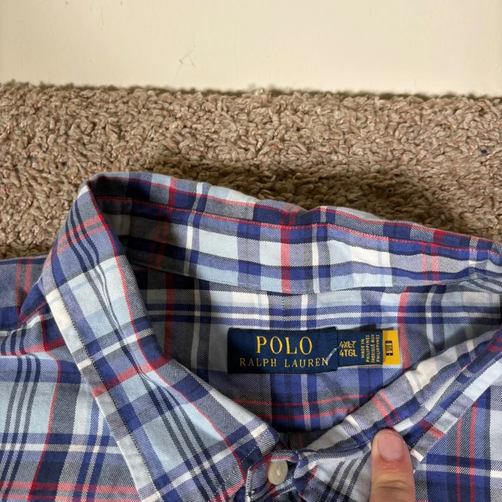 Polo Ralph Lauren Plaid Classic Fit Short‎ Sleeve Button Down Shirt 4LT NWT